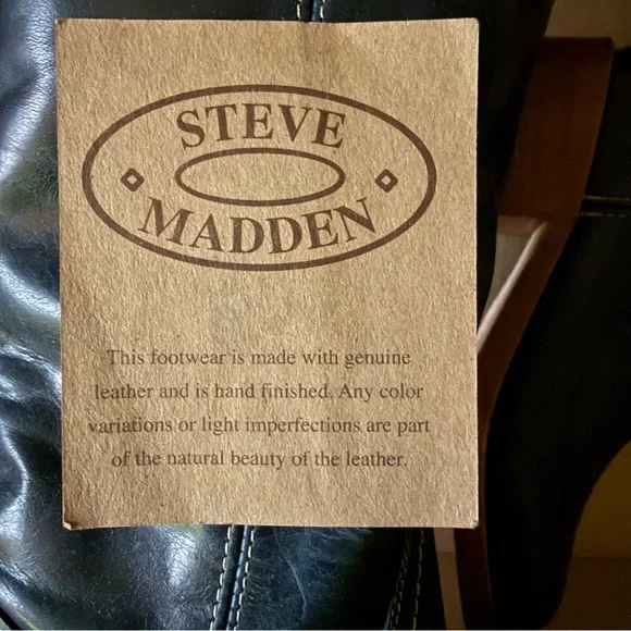 Steve Madden Riggs Navy Leather Knee Boots,  Contrasting White Stitch NIB Sz 6 - Picture 9 of 10